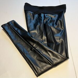Assets Spanx Women's Faux Leather Black Pants Leggings Size 1X
